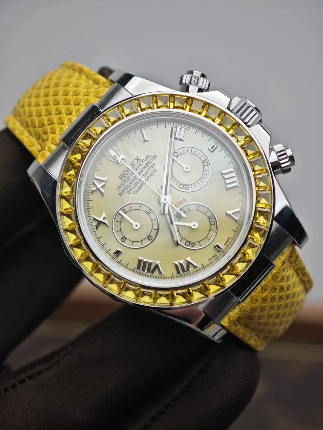 Rolex Yellow Dial — photographed off the sweep