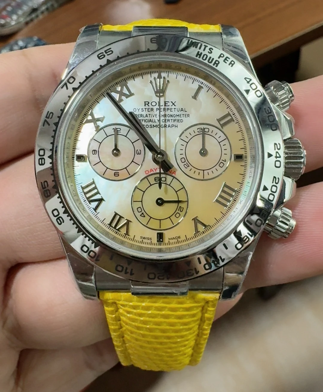Rolex Yellow Dial — photographed off the sweep