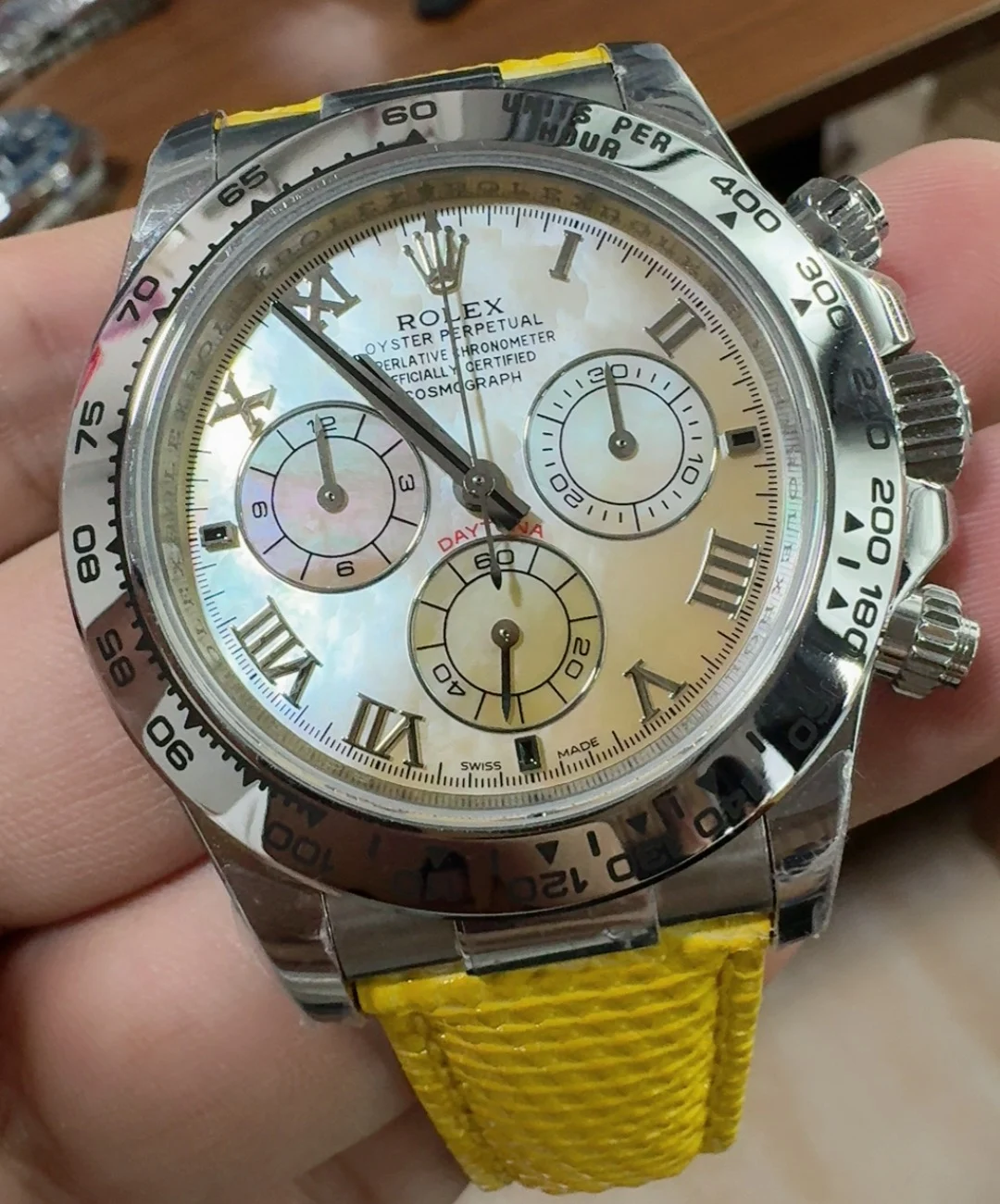 Rolex Yellow Dial — photographed off the sweep