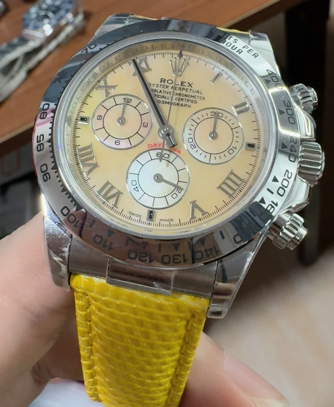 Rolex Yellow Dial — photographed off the sweep