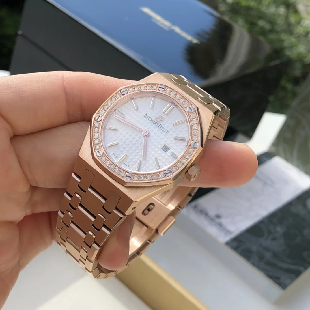 Rose gold white dial — photographed off the sweep