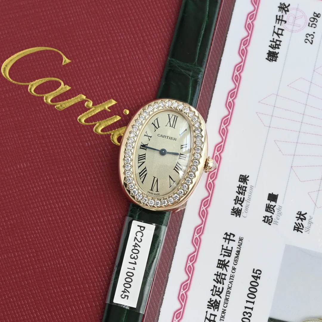 Style 1 A gold watch face paired with a green alligator leather