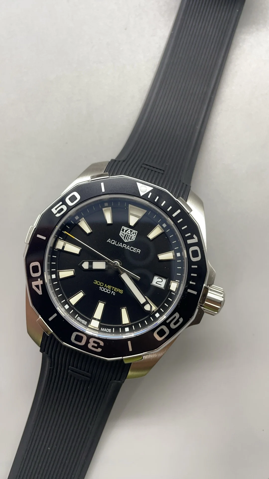 TAG Heuer Black Dial 41mm — photographed off the sweep