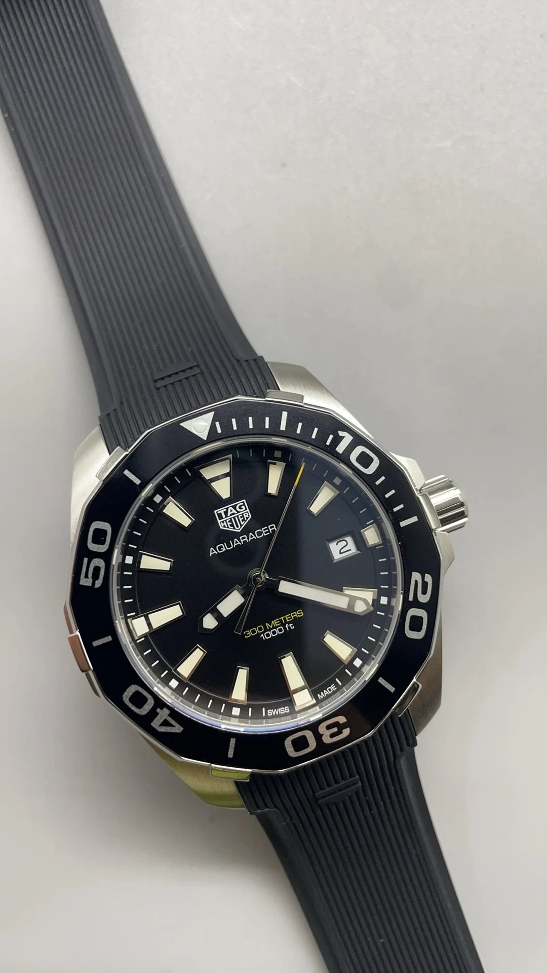 TAG Heuer Black Dial 41mm — photographed off the sweep