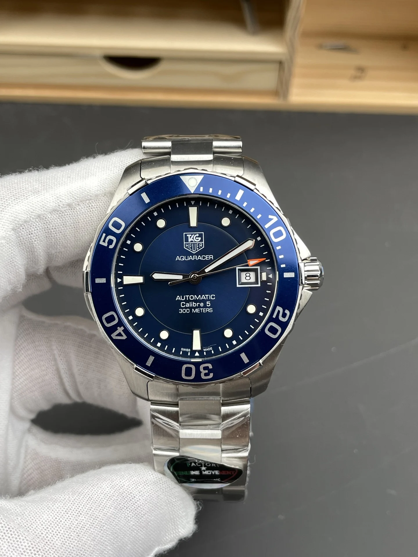 TAG Heuer Blue Dial 41mm — photographed off the sweep
