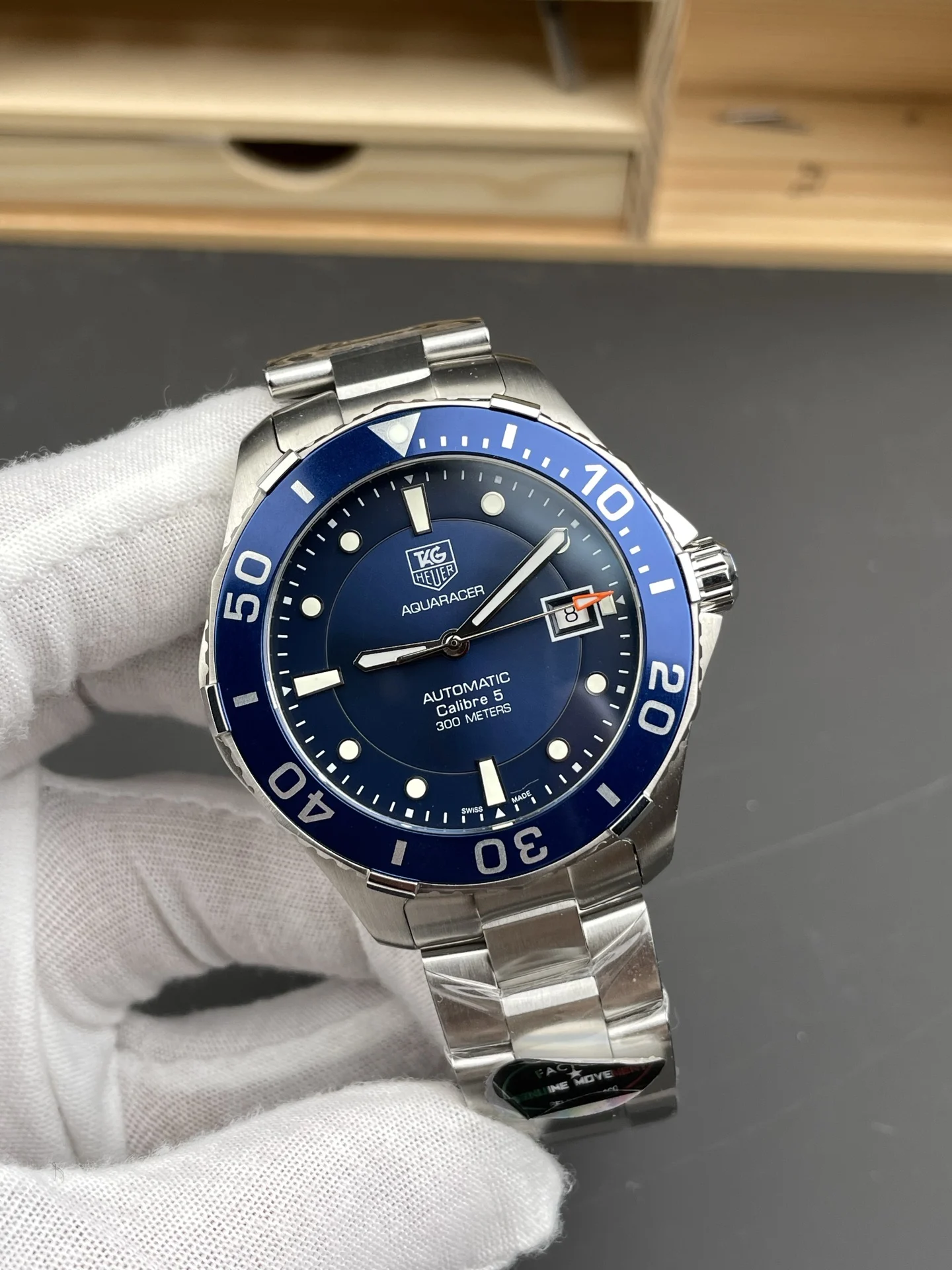 TAG Heuer Blue Dial 41mm — photographed off the sweep
