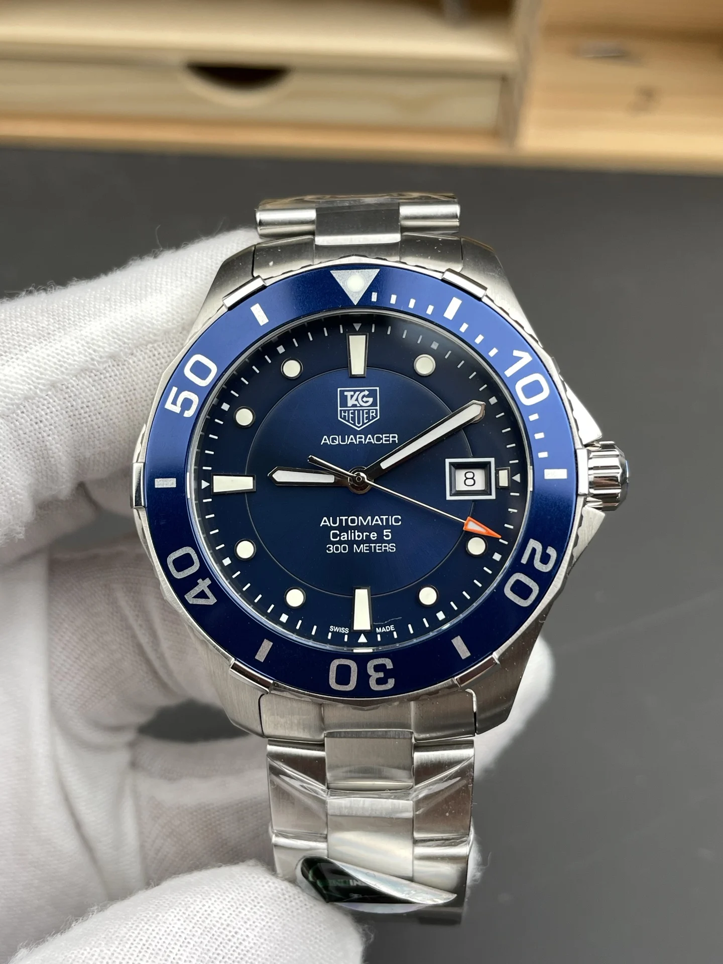 TAG Heuer Blue Dial 41mm — photographed off the sweep