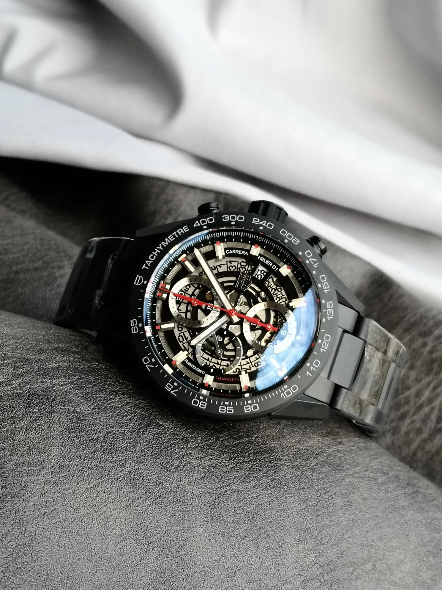TAG Heuer Carrera Ceramic — photographed off the sweep