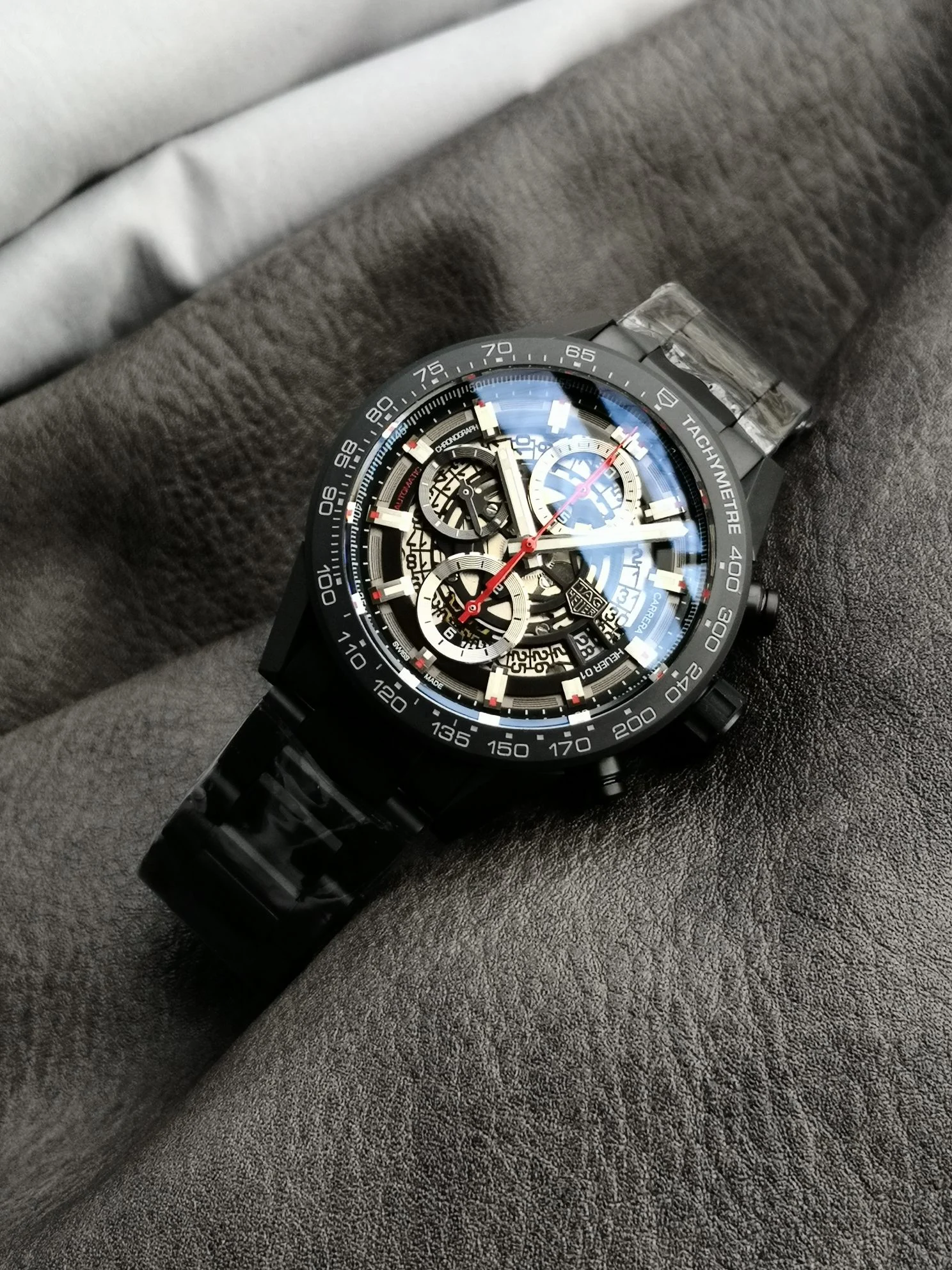 TAG Heuer Carrera Ceramic — photographed off the sweep