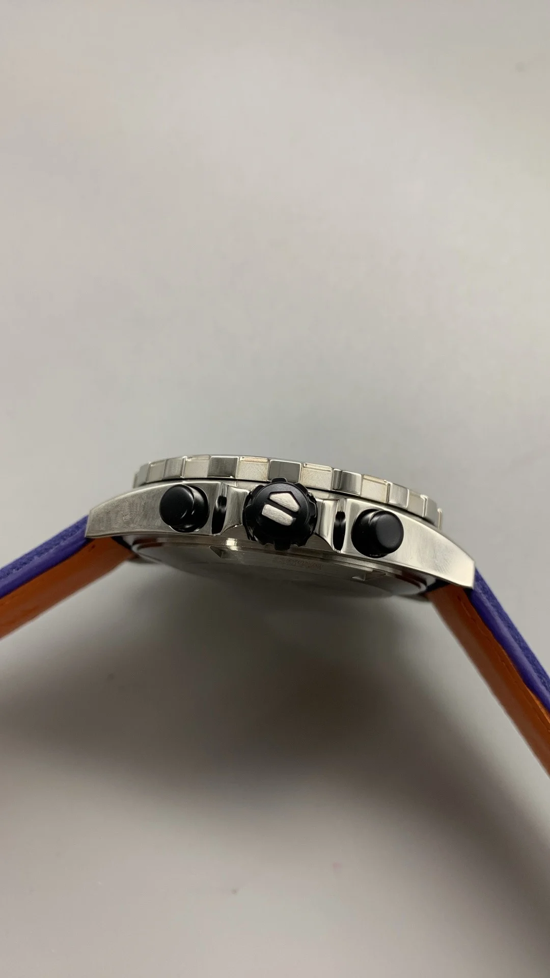 TAG Heuer racing car, quartz time trial — photographed off the sweep