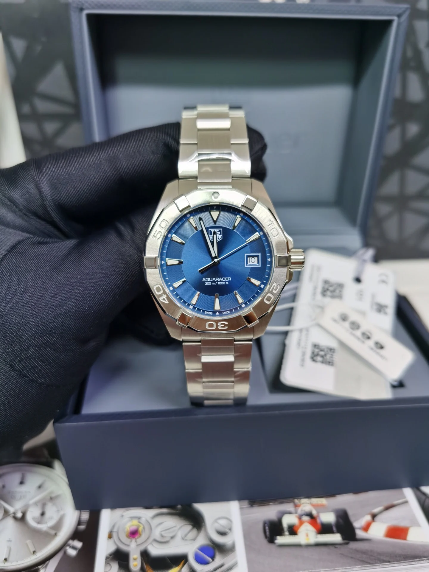 TAG Heuer Steel 40.5mm — photographed off the sweep