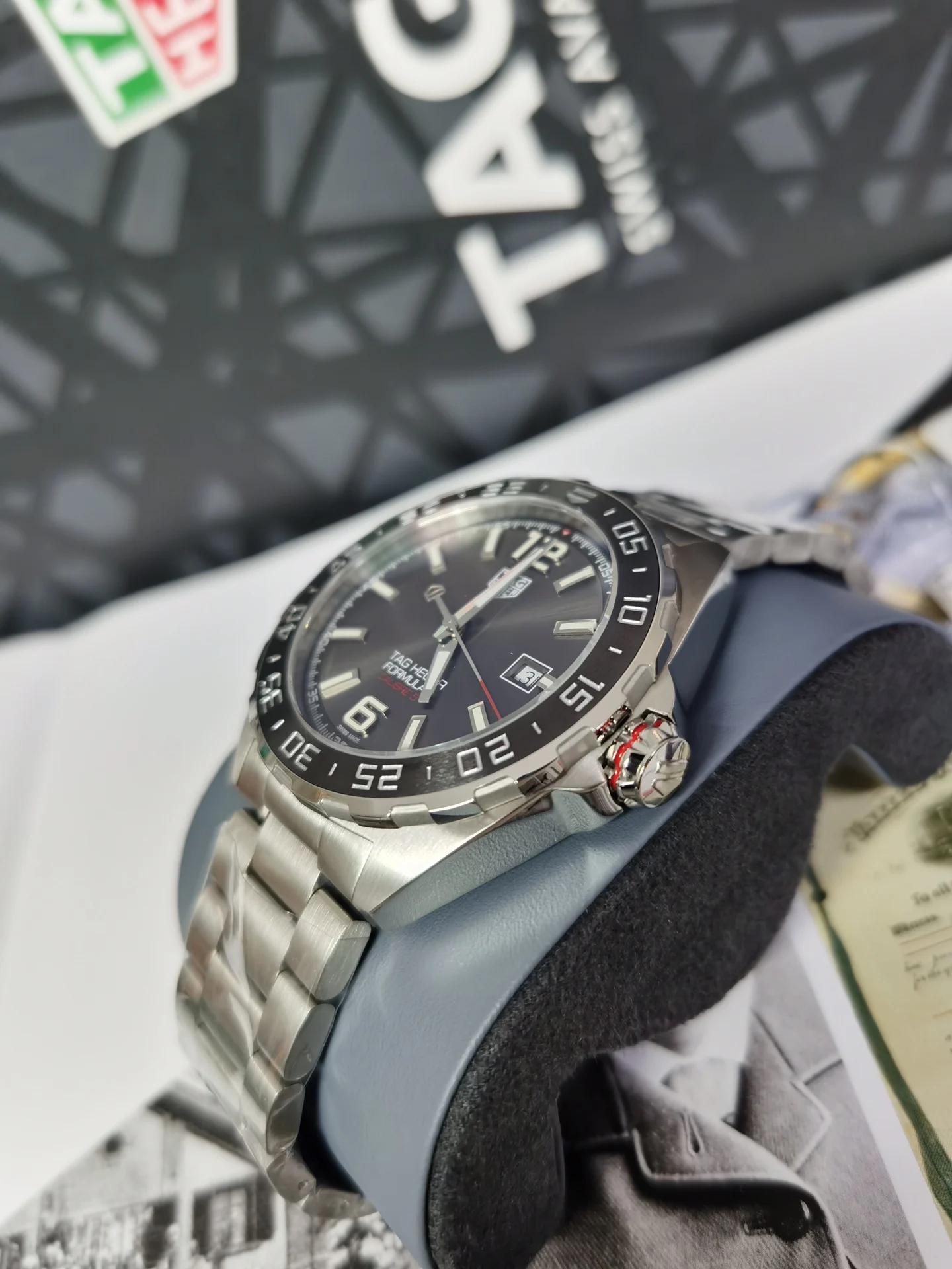 TAG Heuer Steel 43mm — photographed off the sweep