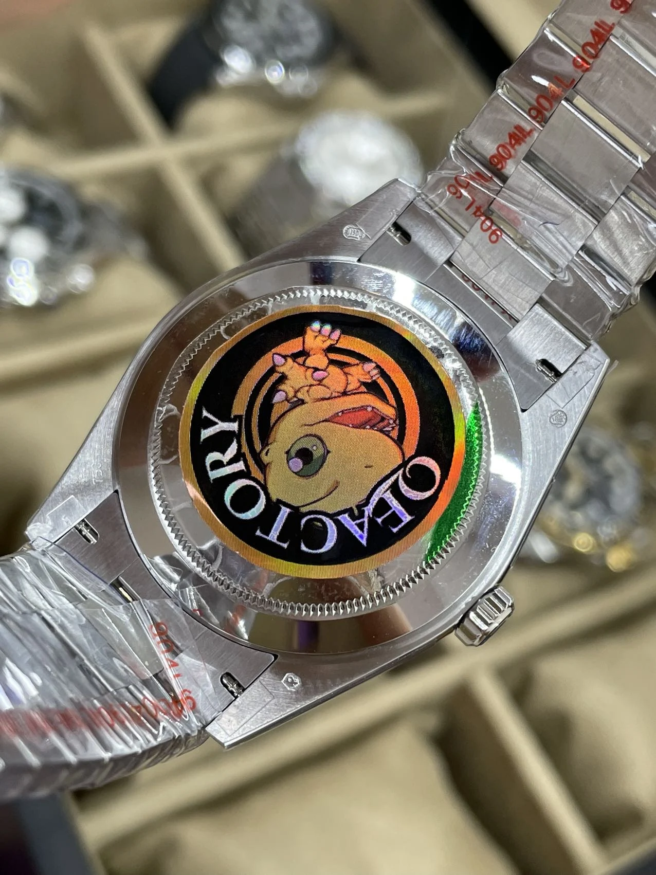 The 2024 new DD40mm white gold gradient blue sunburst effect — photographed off the sweep