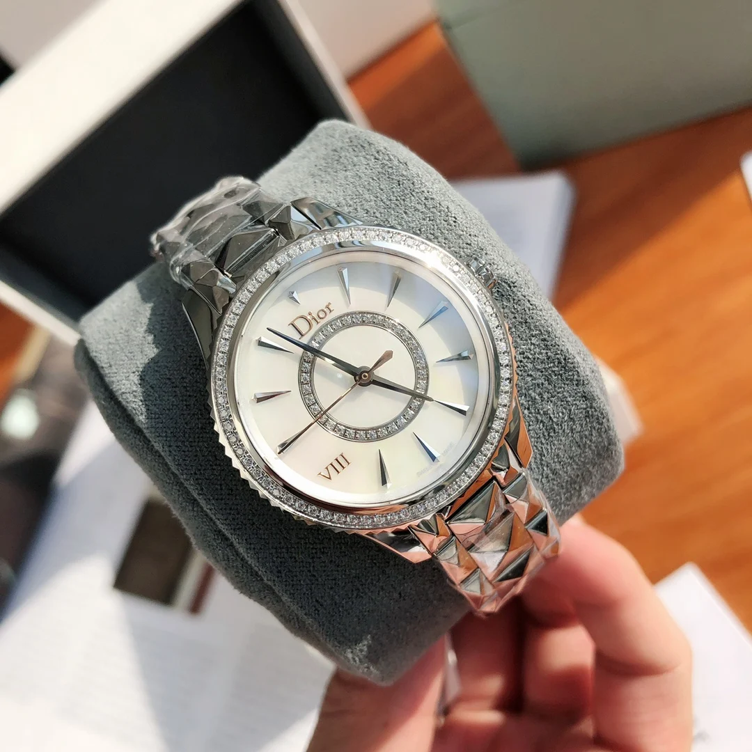The Dior VIII collection watch, designed with a jewelry concept — photographed off the sweep