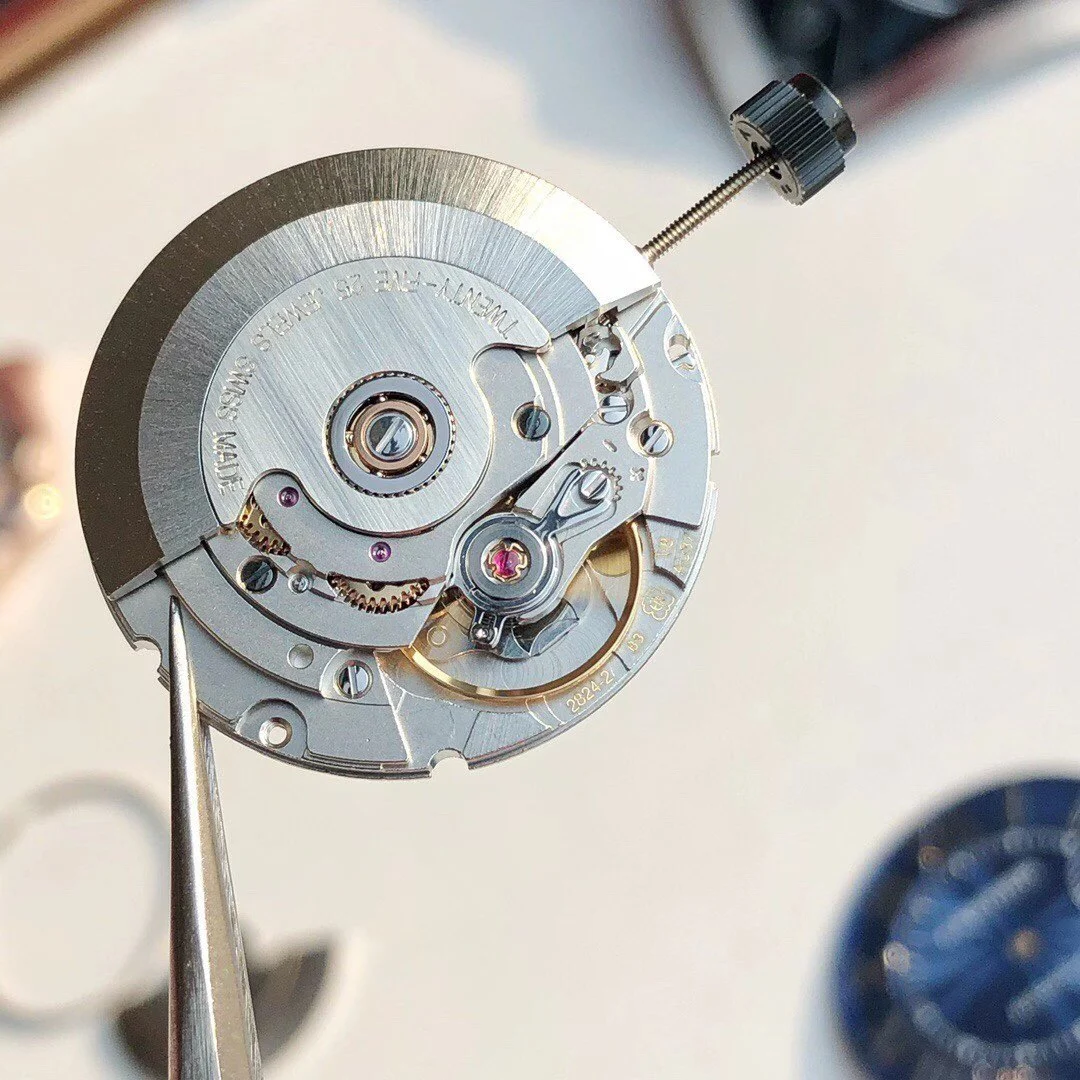 The domed glass crystal creates a fisheye effect, bright — photographed off the sweep