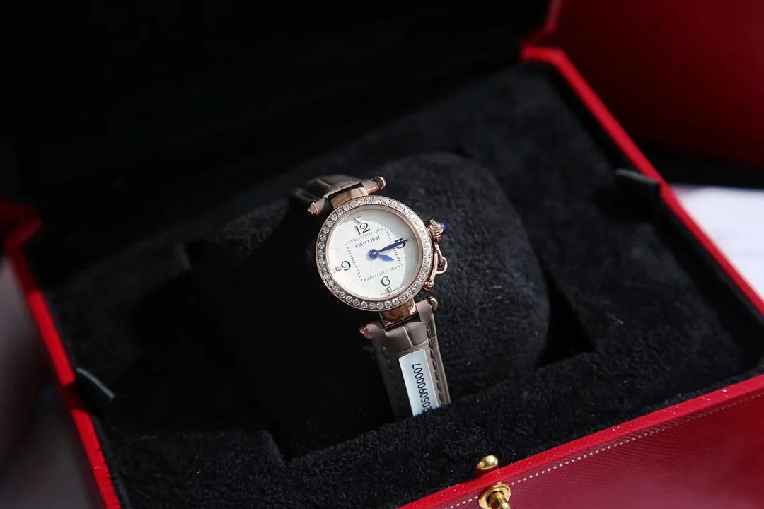 The elegant grey rose gold paired with black Roman numeral hour — photographed off the sweep