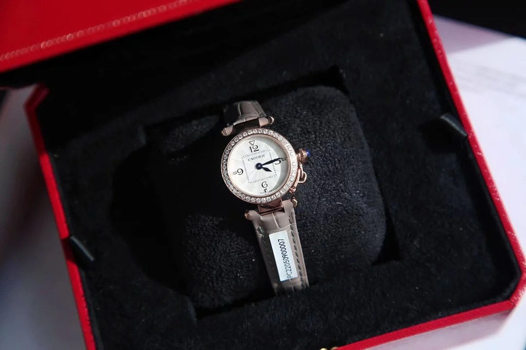 The elegant grey rose gold paired with black Roman numeral hour — photographed off the sweep