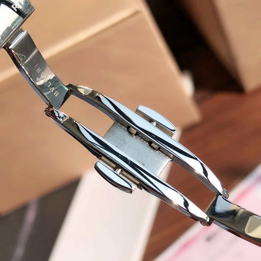 The LVCEA watch features a uniquely designed bracelet — photographed off the sweep