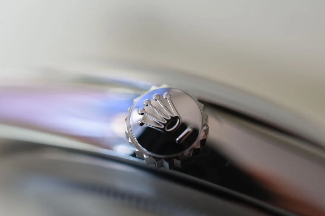 The Rolex logo is engraved on the glass at the 6 o'clock