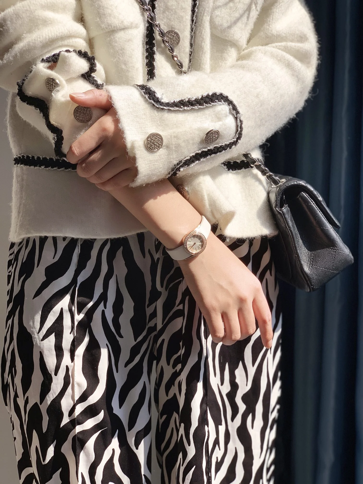 The strap is made of imported silk material, making it more — photographed off the sweep
