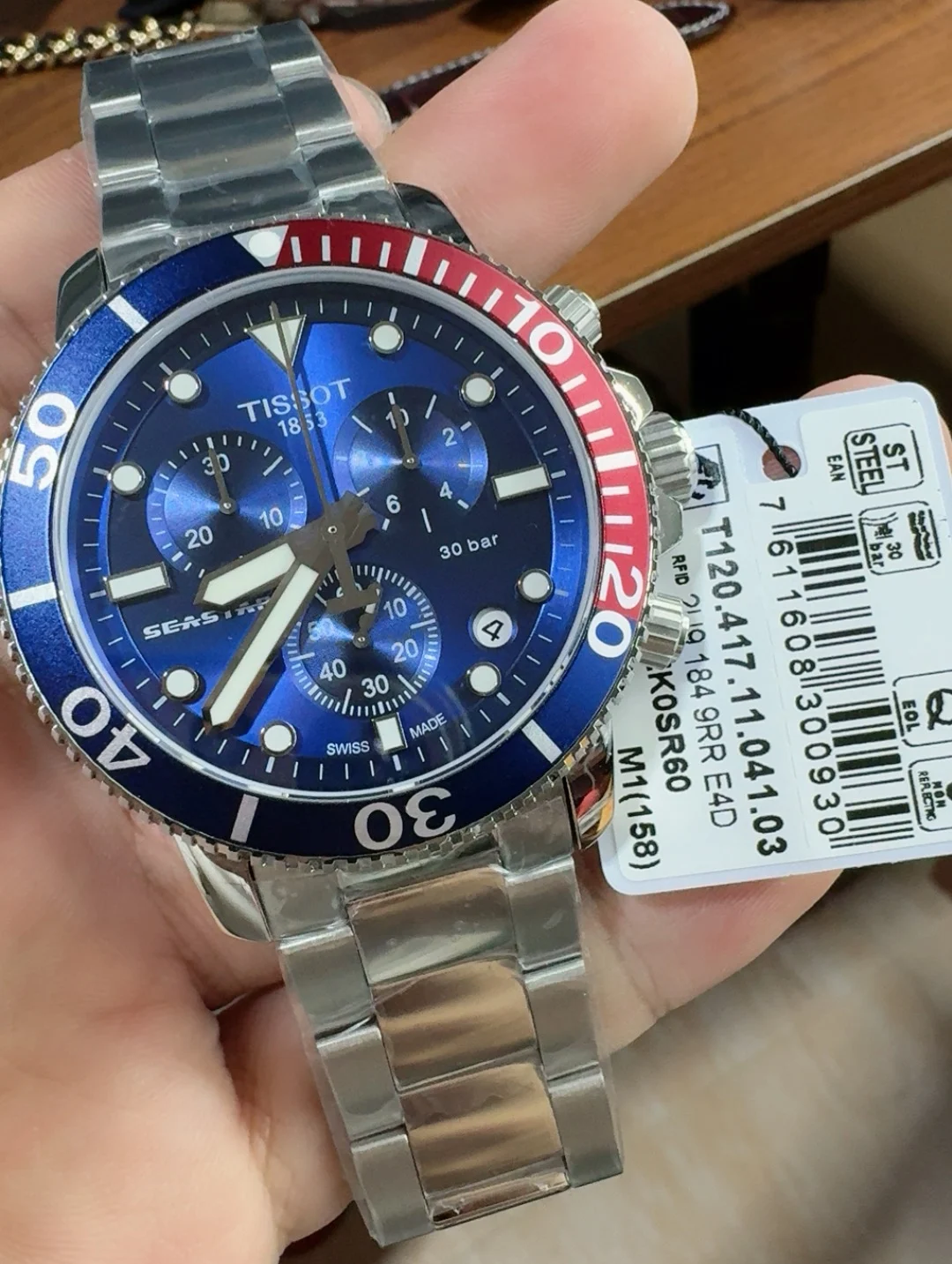 Tissot Blue Dial — photographed off the sweep