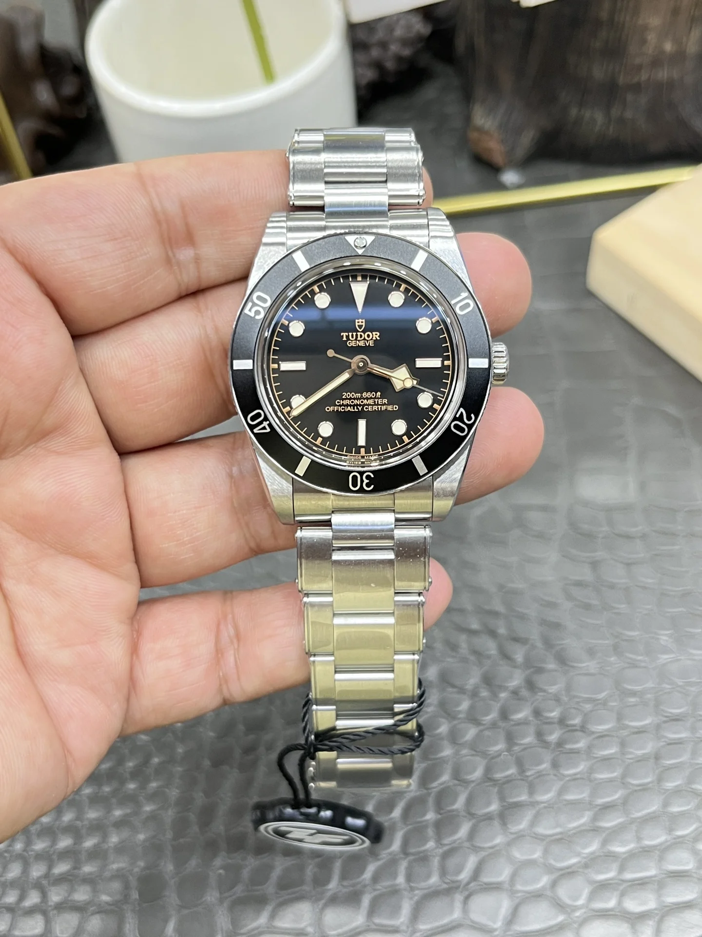 Tudor Black Bay Black Dial 37mm — photographed off the sweep