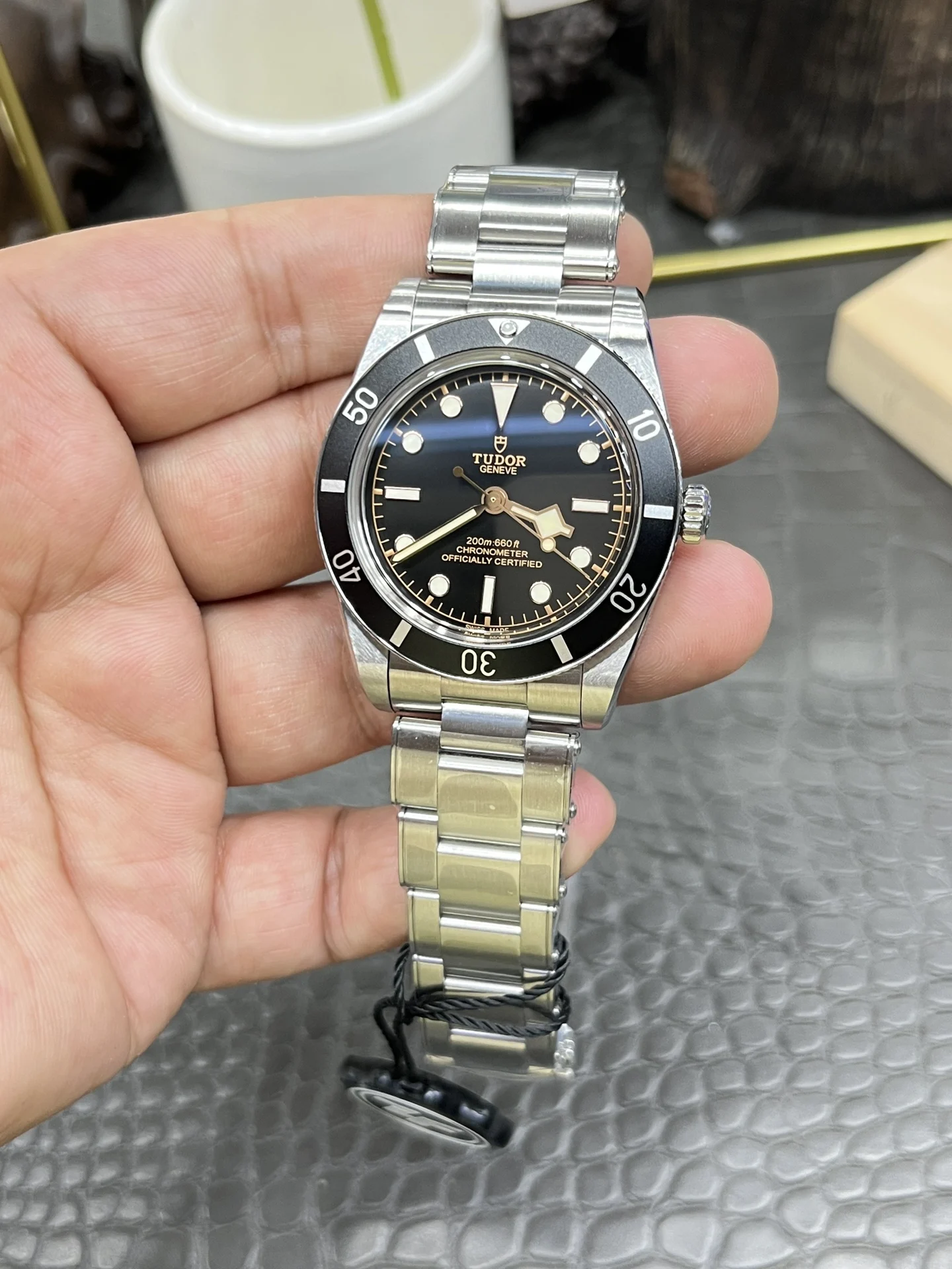 Tudor Black Bay Black Dial 37mm — photographed off the sweep