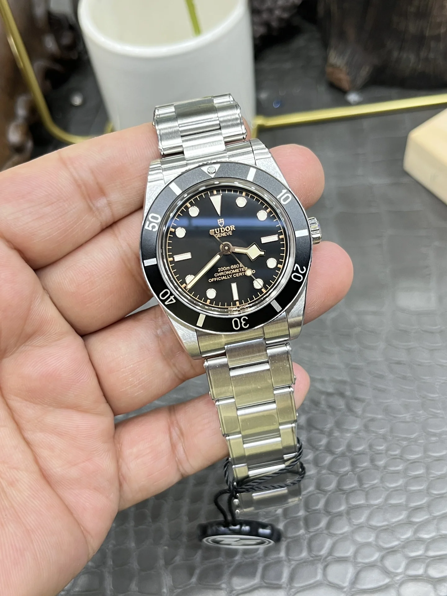 Tudor Black Bay Black Dial 37mm — photographed off the sweep