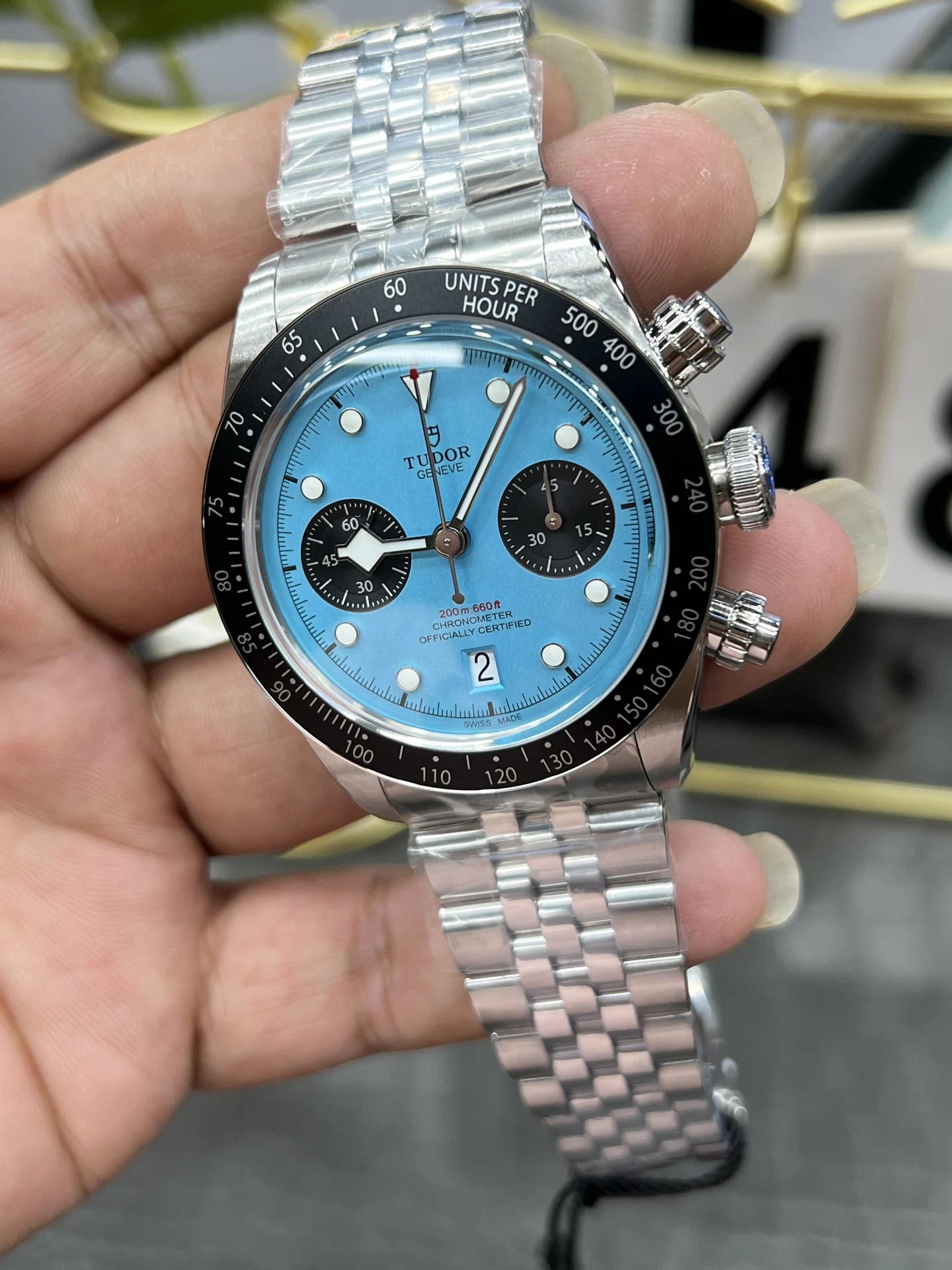 Tudor Black Bay Blue Dial 41mm — photographed off the sweep