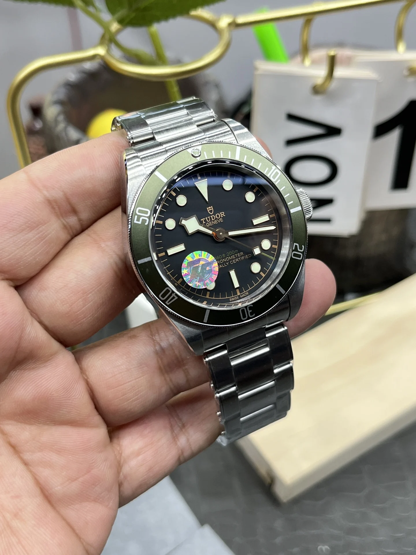 Tudor Black Bay Green Dial — photographed off the sweep