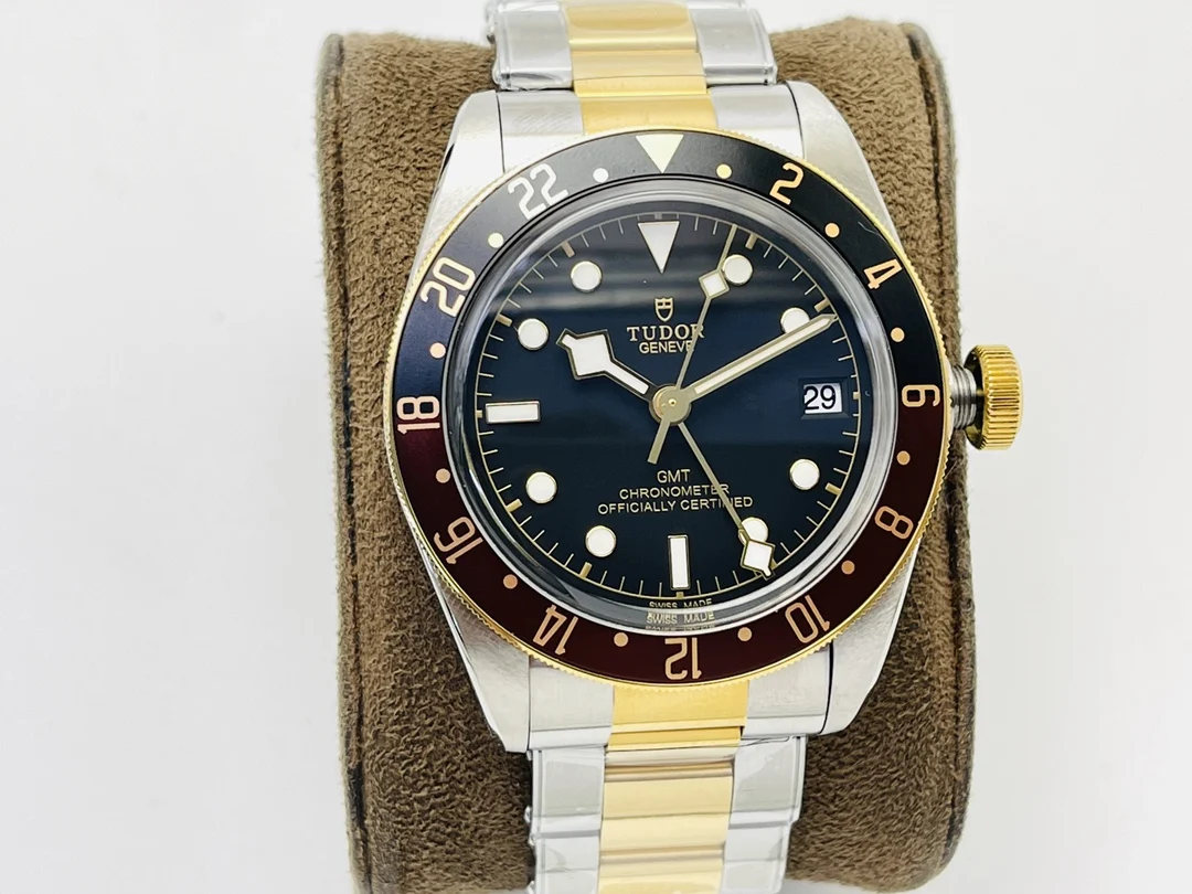 Tudor Black Bay Root Beer Two-Tone Black Dial 79833MN 41mm — photographed off the sweep