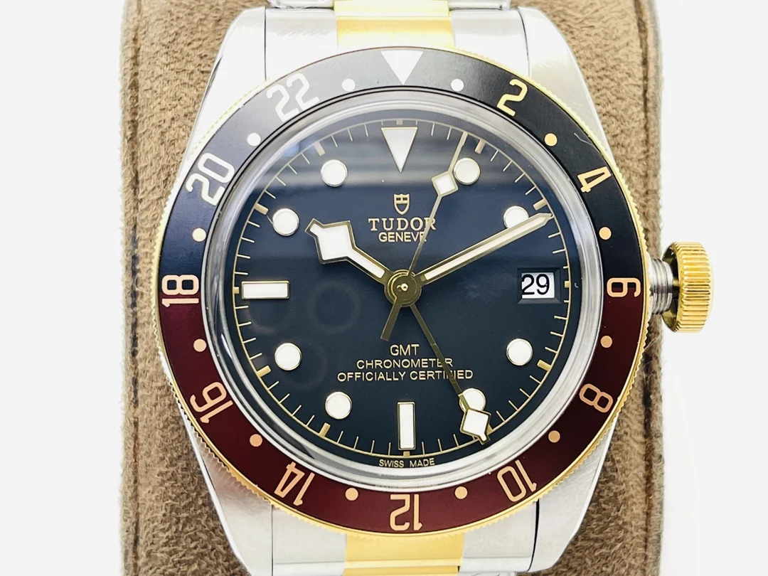Tudor Black Bay Root Beer Two-Tone Black Dial 79833MN 41mm — photographed off the sweep