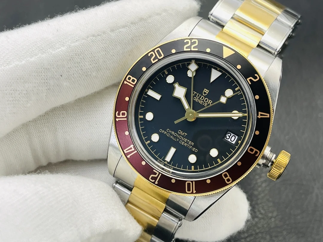 Tudor Black Bay Root Beer Two-Tone Black Dial 79833MN 41mm — photographed off the sweep
