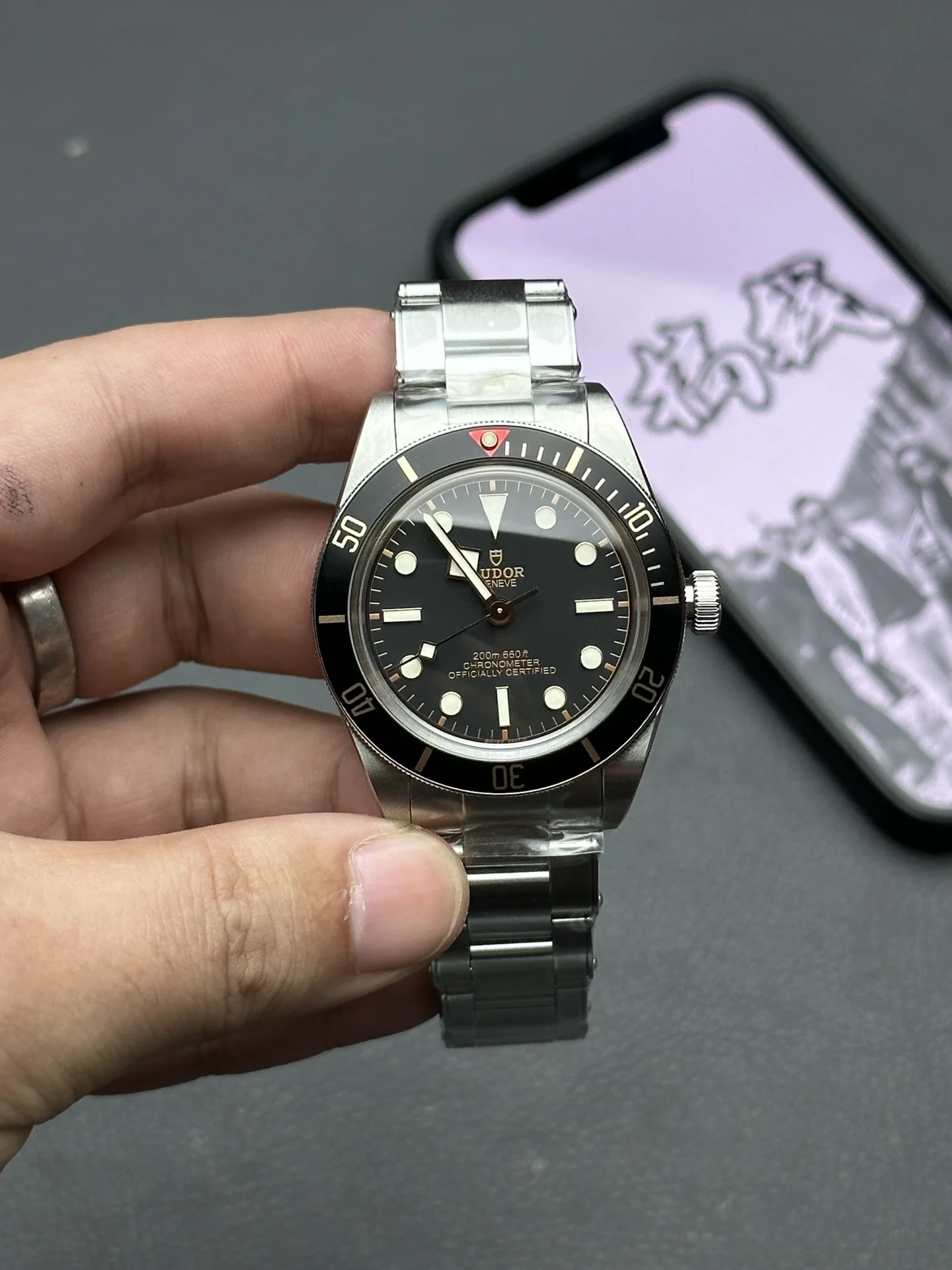 Tudor Black Dial — photographed off the sweep