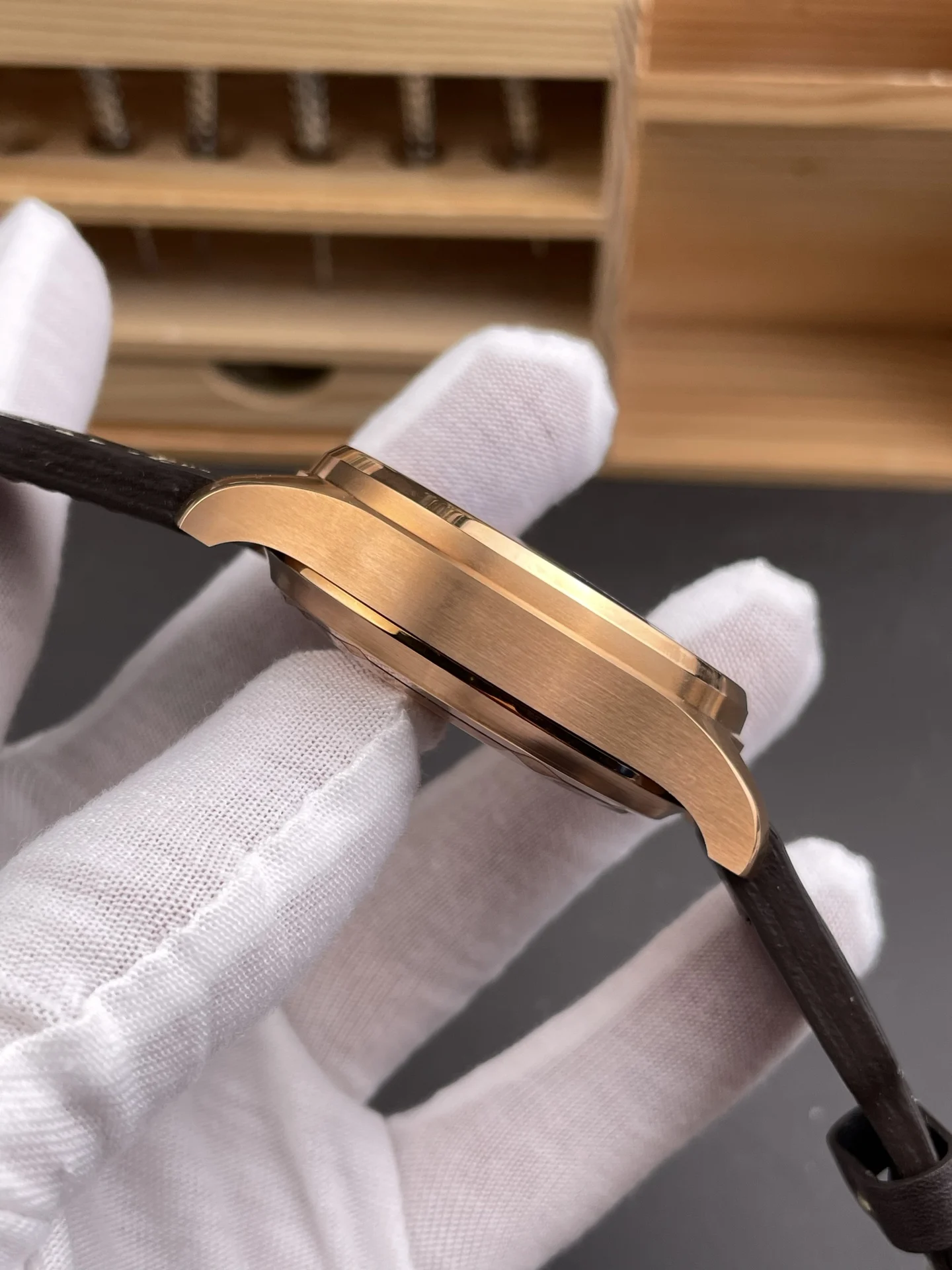 Tudor Rose Gold — photographed off the sweep
