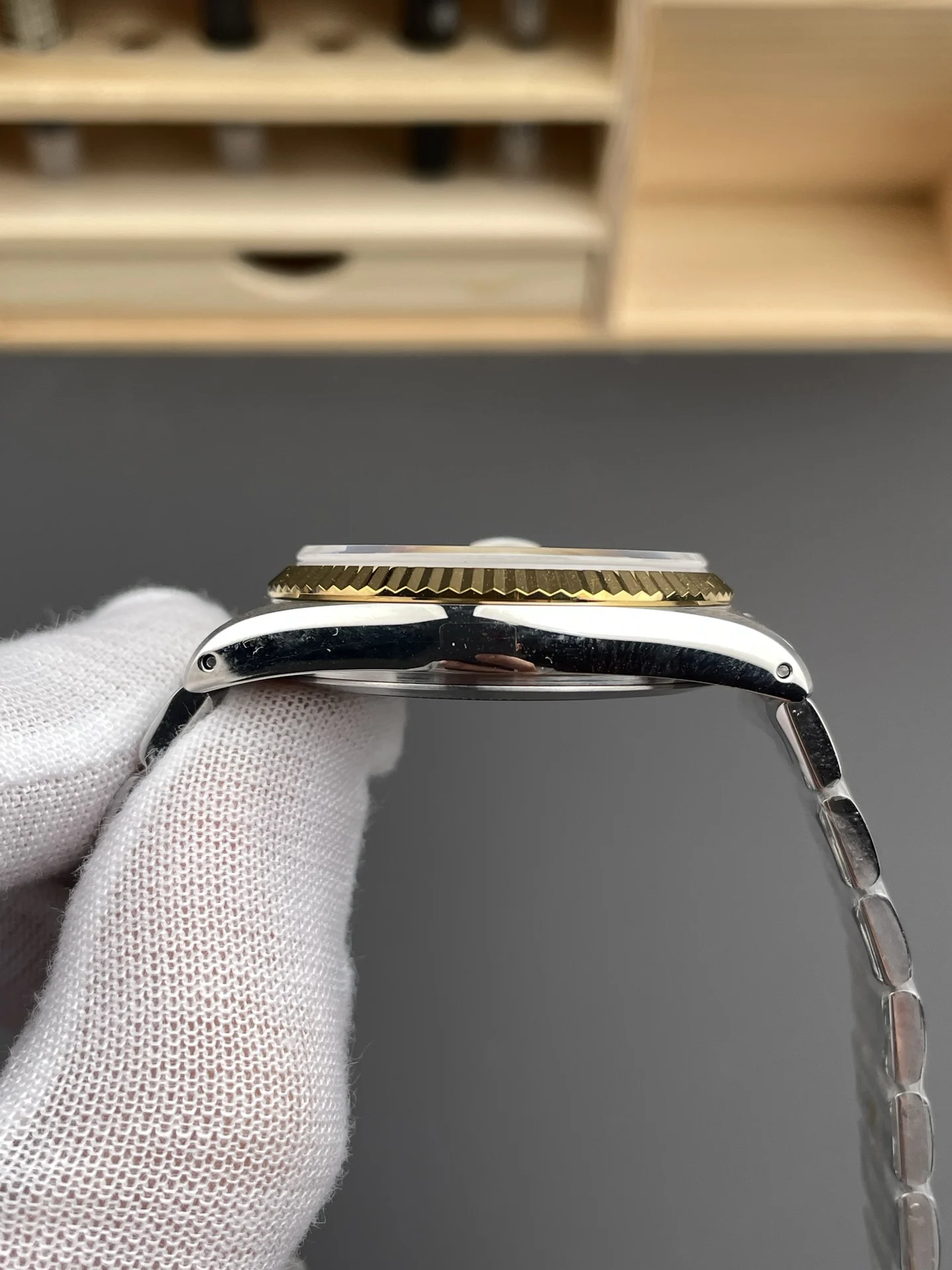 Tudor Two-Tone — photographed off the sweep