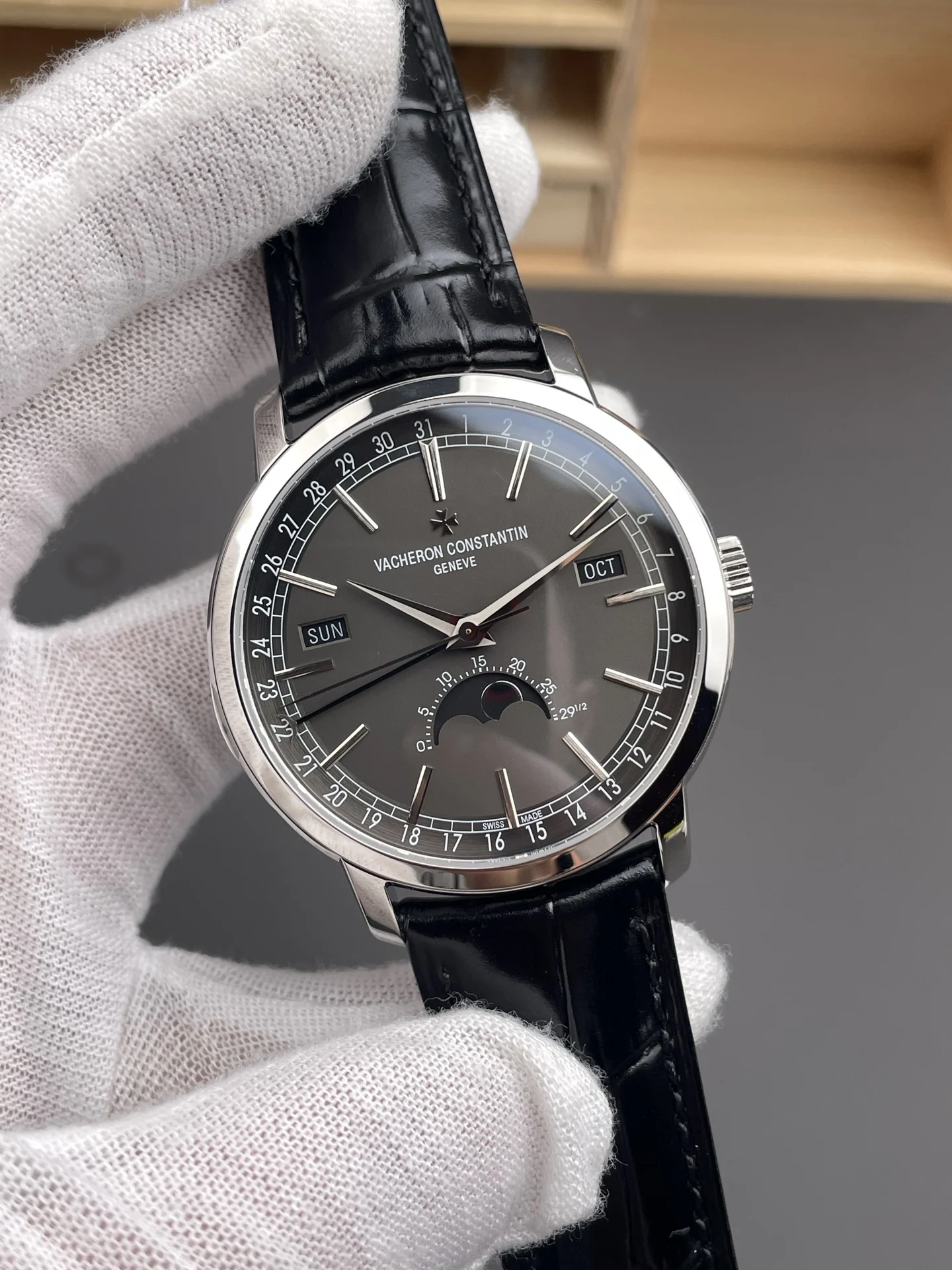 Vacheron Constantin Black Dial 41mm — photographed off the sweep