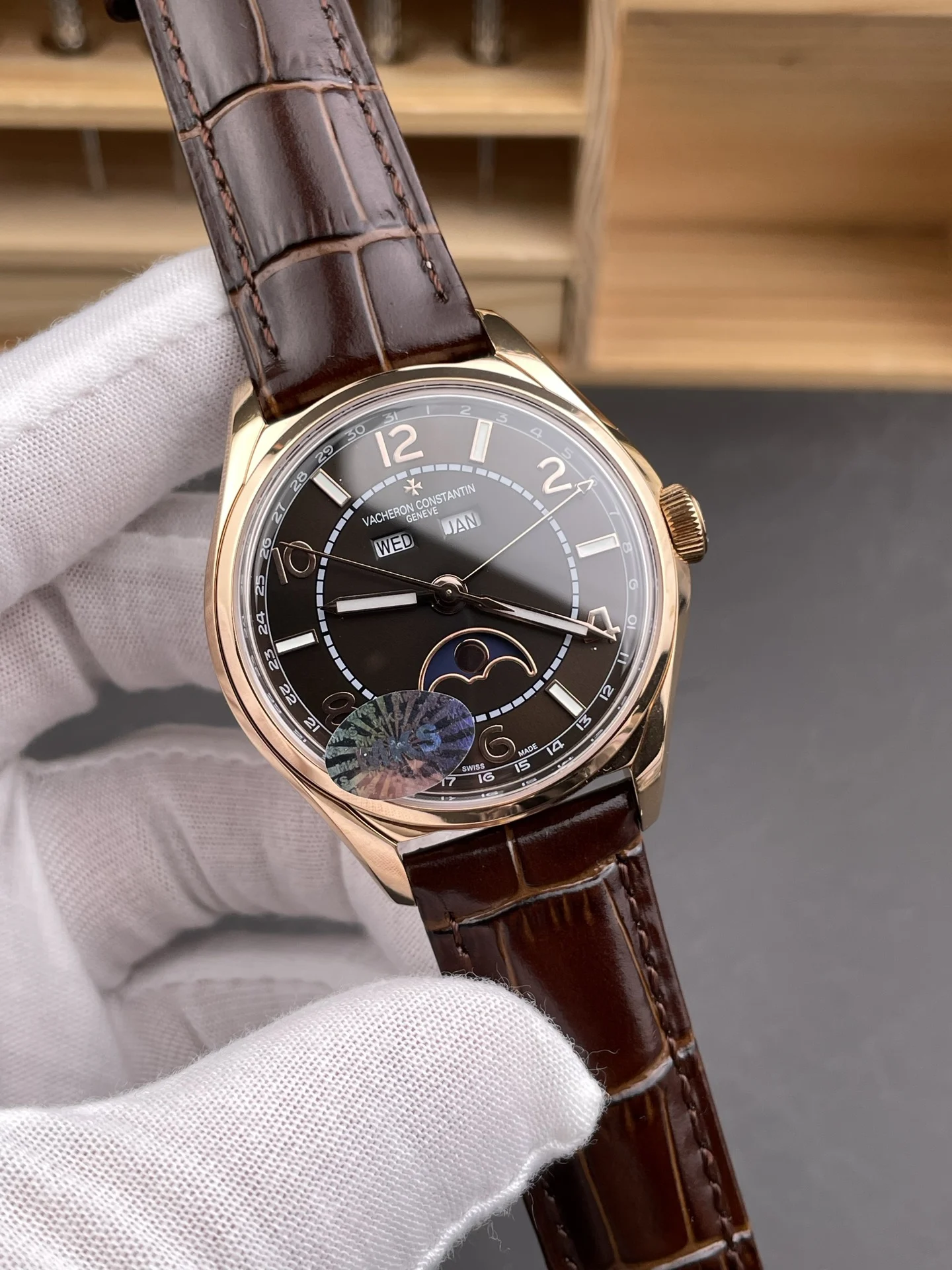 Vacheron Constantin Fiftysix Moon Phase Platinum Blue Dial 40mm — photographed off the sweep
