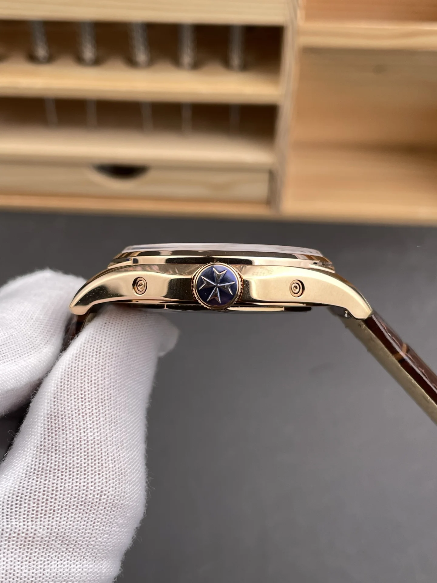 Vacheron Constantin Fiftysix Moon Phase Platinum Blue Dial 40mm — photographed off the sweep