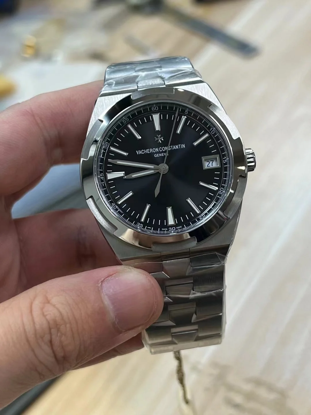 Vacheron Constantin Overseas Black Dial — photographed off the sweep