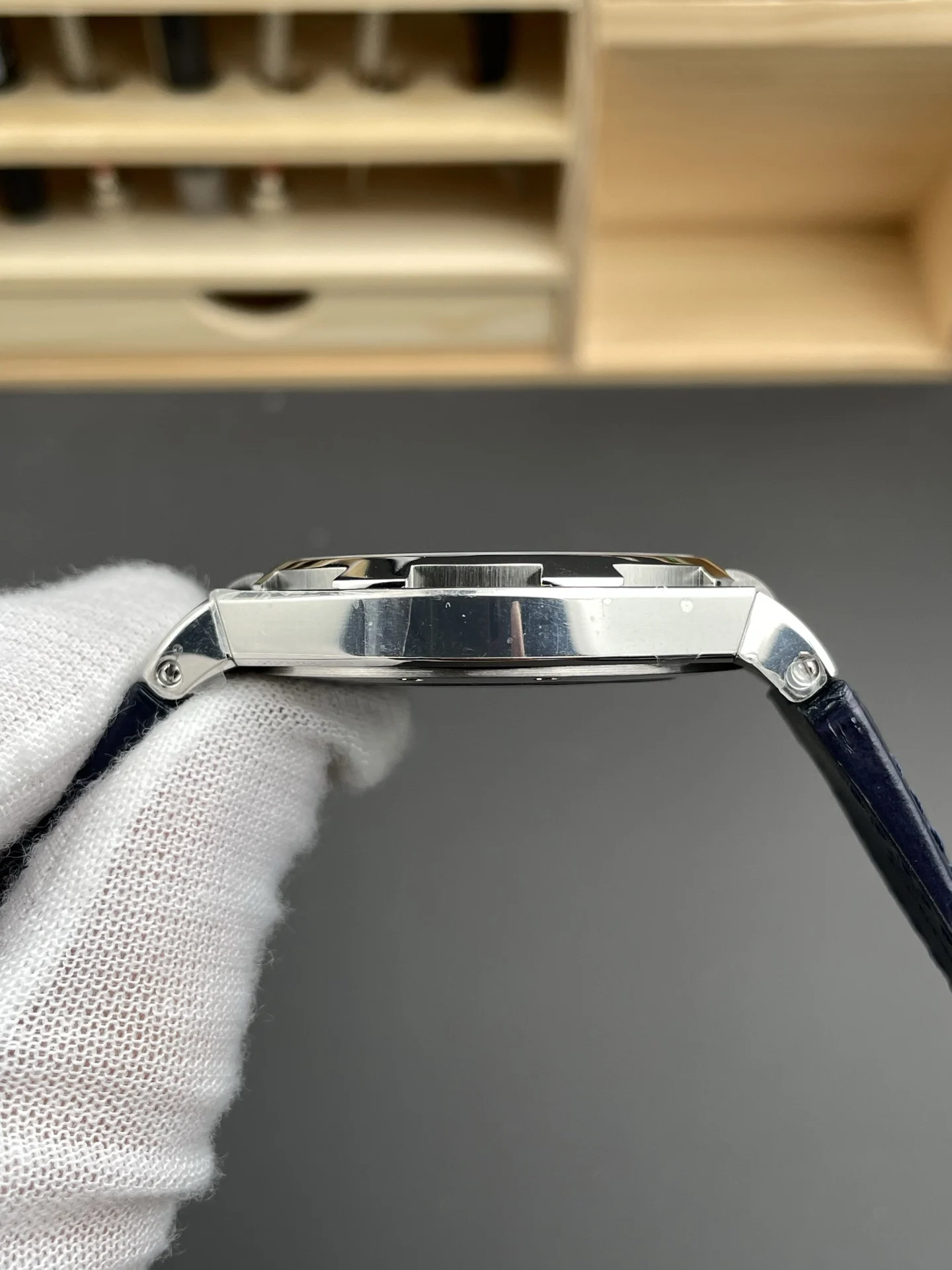 Vacheron Constantin Overseas Blue Dial 42mm — photographed off the sweep