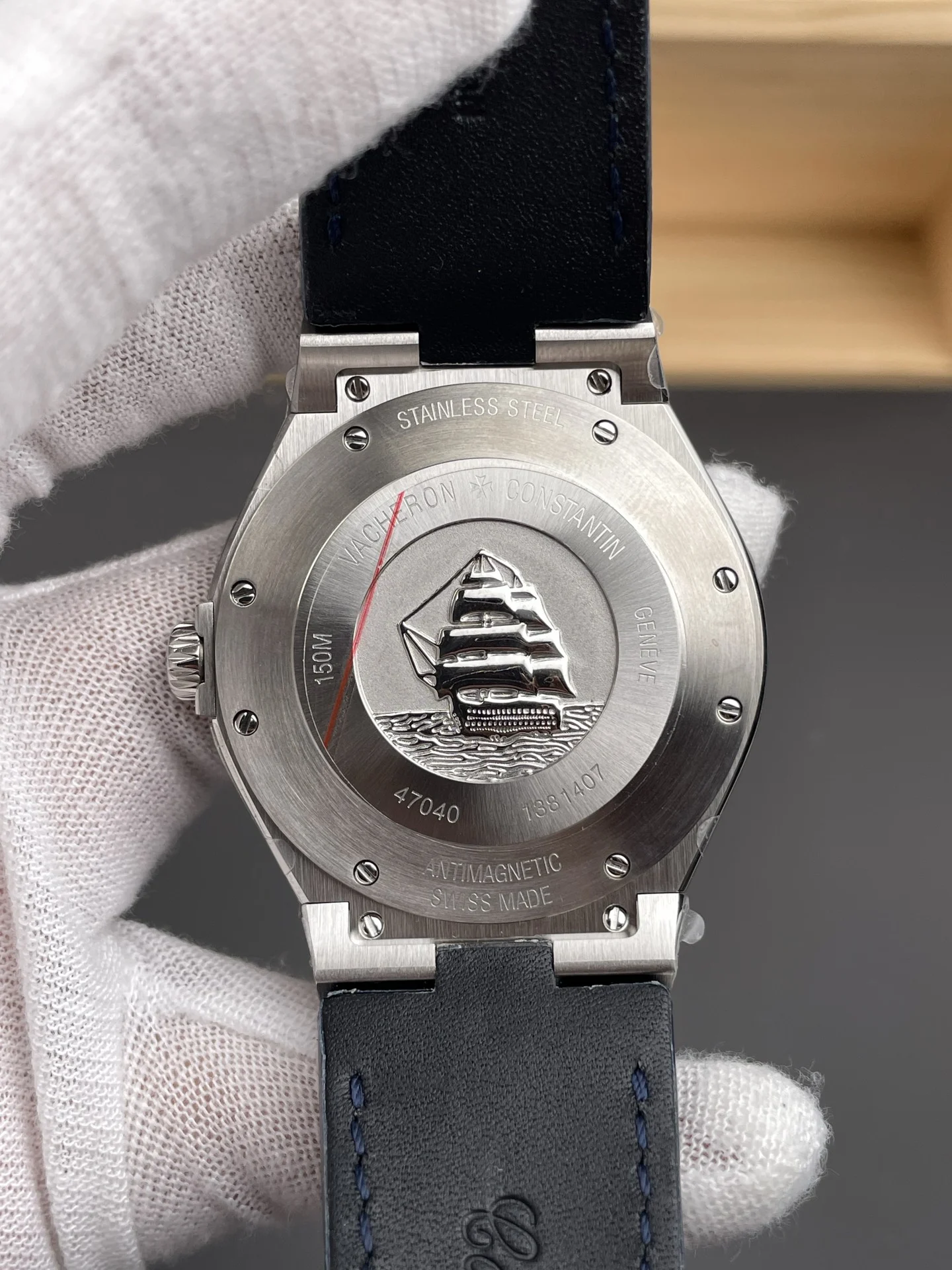 Vacheron Constantin Overseas Blue Dial 42mm — photographed off the sweep