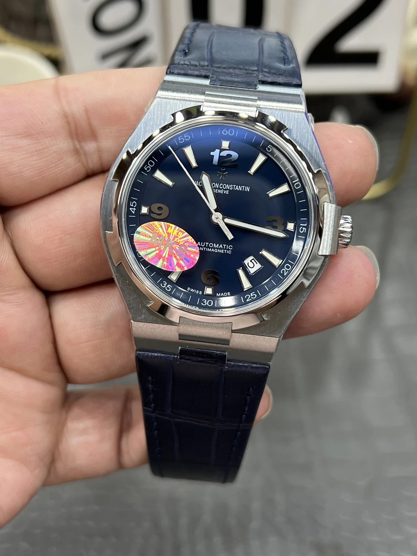 Vacheron Constantin Overseas Blue Dial 42mm — photographed off the sweep