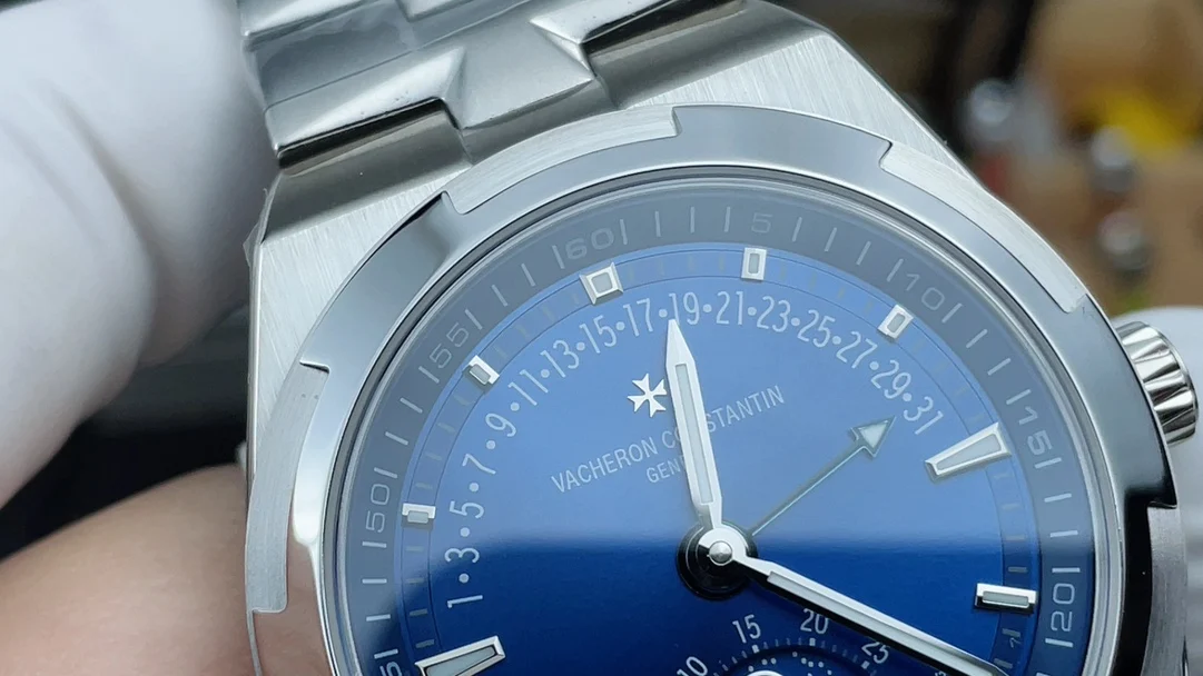 Vacheron Constantin Overseas Blue Dial — photographed off the sweep