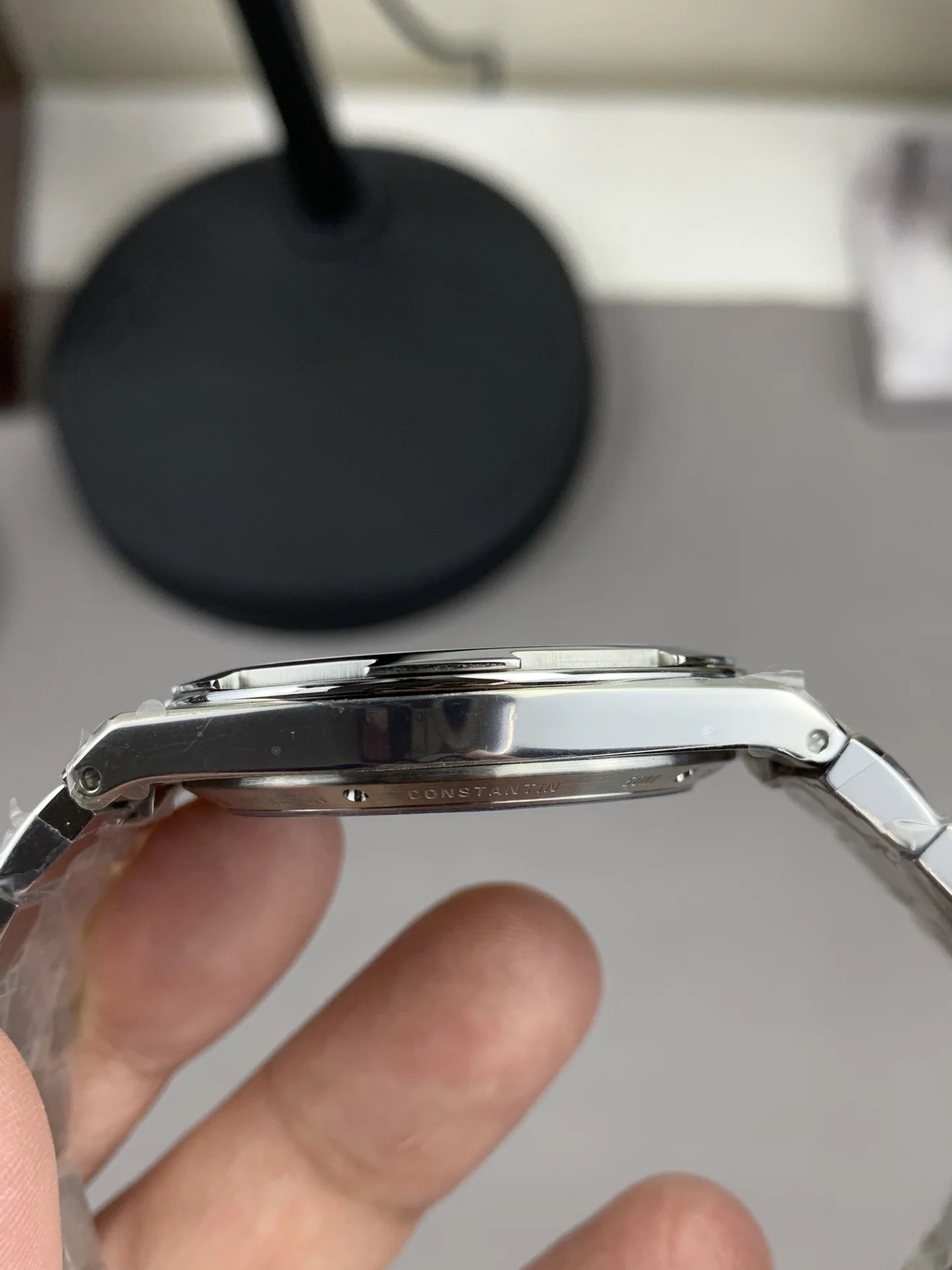 Vacheron Constantin Overseas Grey Dial — photographed off the sweep