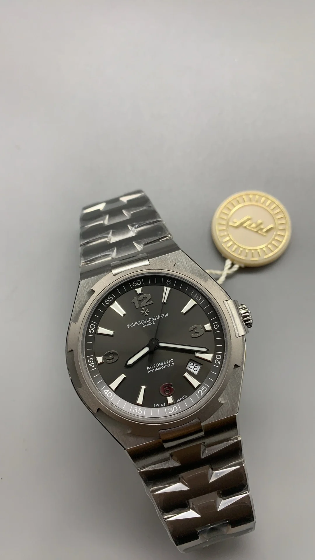 Vacheron Constantin Overseas Grey Dial — photographed off the sweep