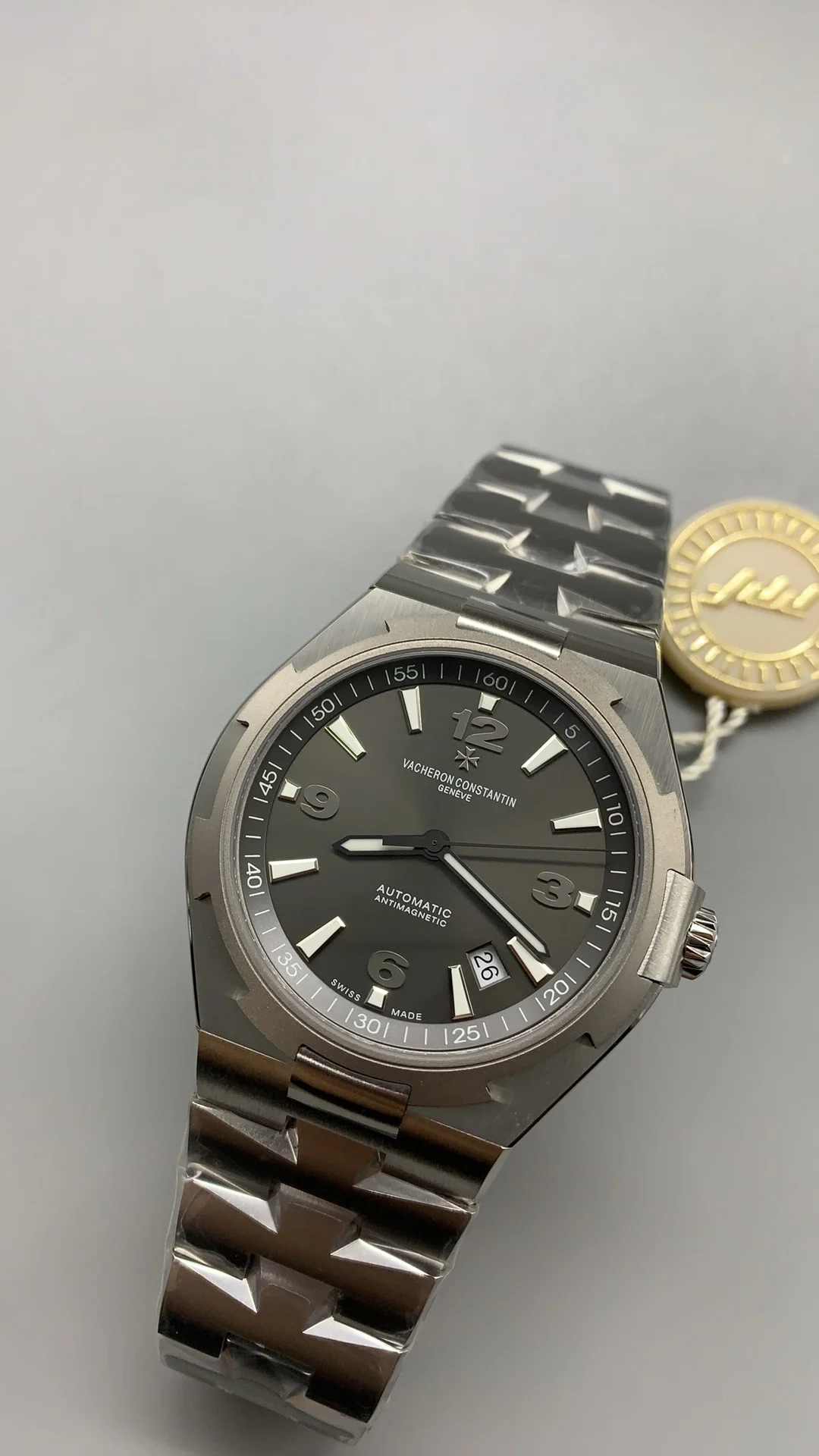Vacheron Constantin Overseas Grey Dial — photographed off the sweep