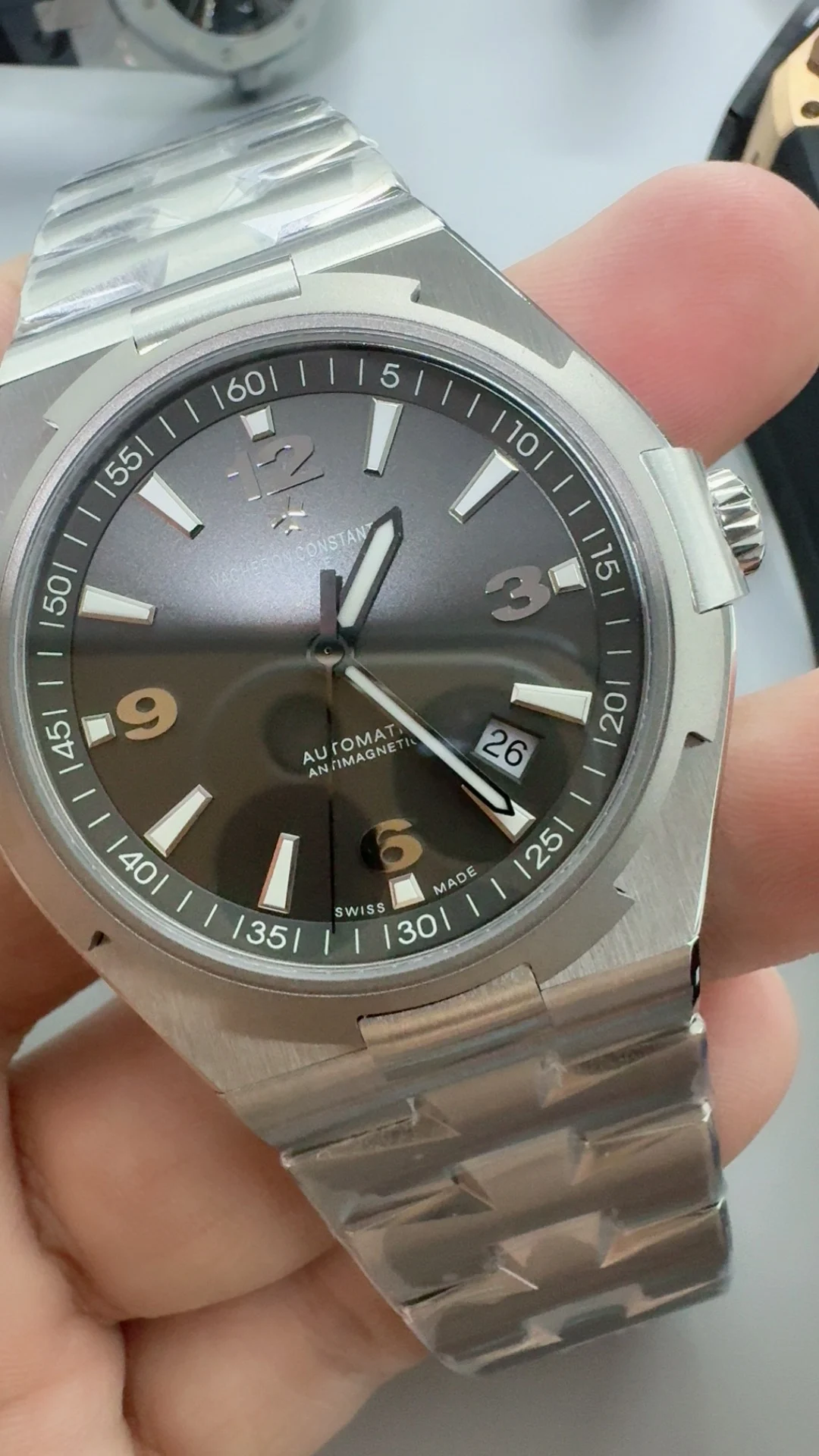 Vacheron Constantin Overseas Grey Dial — photographed off the sweep