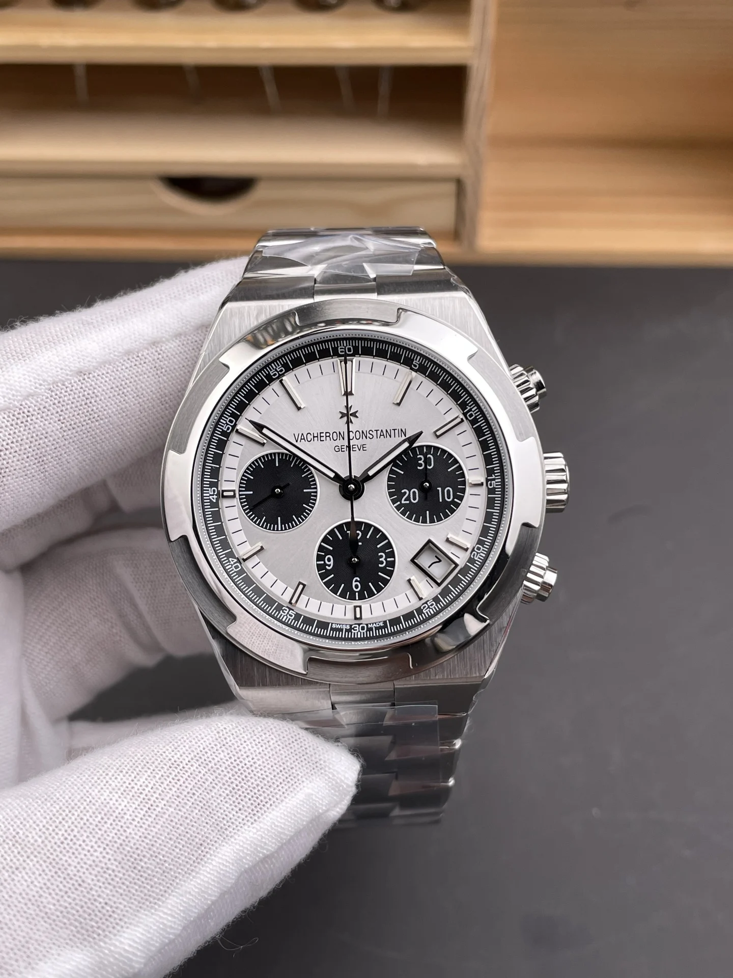 Vacheron Constantin Overseas Panda — photographed off the sweep