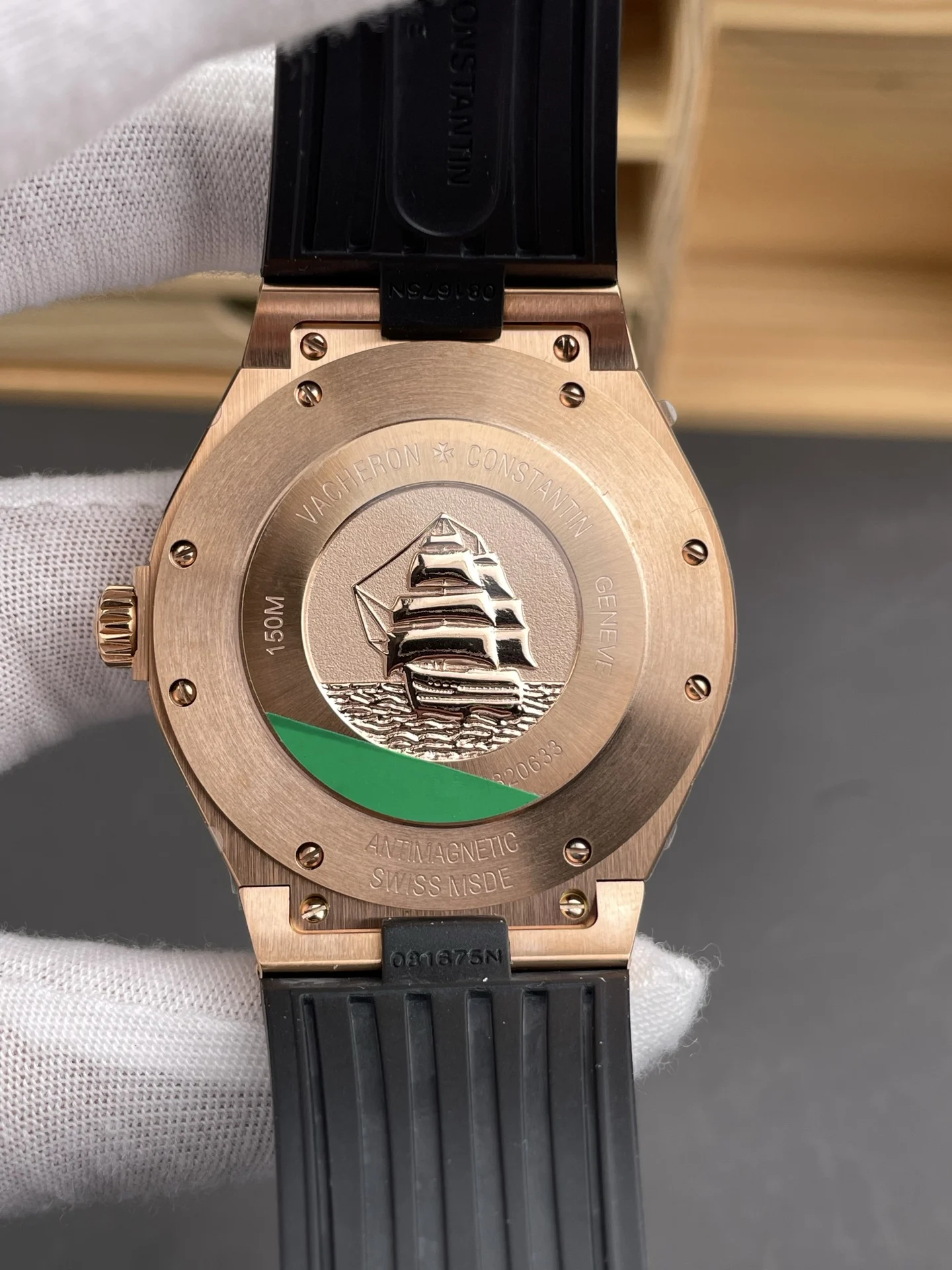 Vacheron Constantin Overseas Rose Gold Black Dial — photographed off the sweep